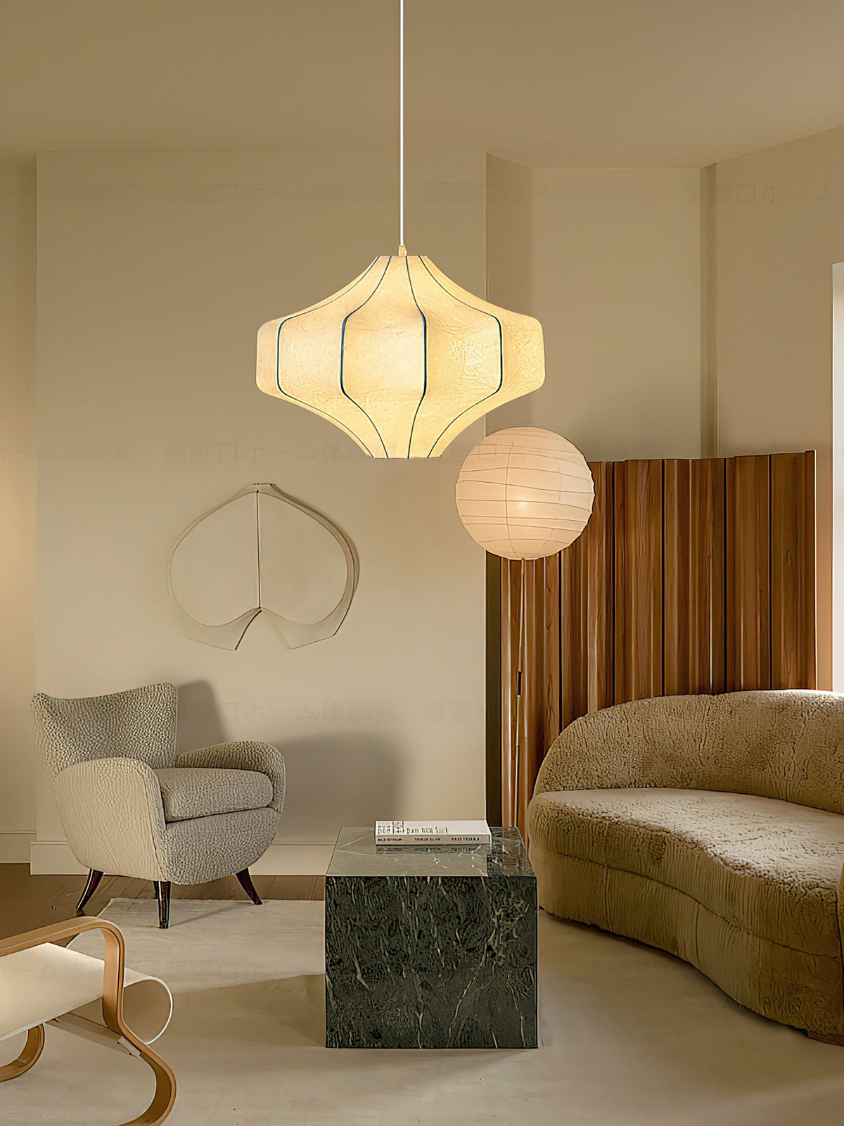Silken Aura Silk Pendant Light – Handcrafted Modern Lantern for Dining & Living