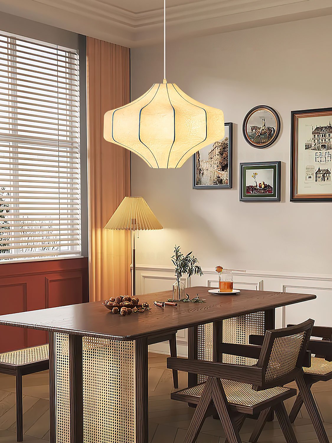 Silken Aura Silk Pendant Light – Handcrafted Modern Lantern for Dining & Living