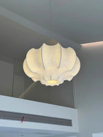 Silken Lotus Pendant Lamp — Genuine Silk Shade, Modern Lotus Form, 5 Sizes
