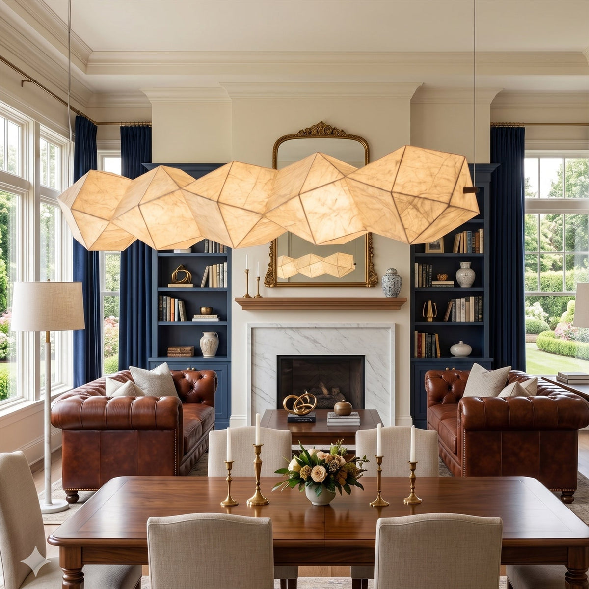 Silvara Fold Linear Pendant Light — Mulberry Silk Sculptural Chandelier