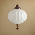 Silvara Silk Pendant Light with Wood Accents for Dining and Living Spaces