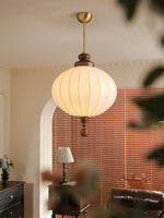 Silvara Silk Pendant Light with Wood Accents for Dining and Living Spaces