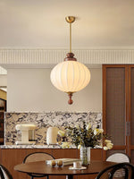 Silvara Silk Pendant Light with Wood Accents for Dining and Living Spaces