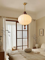 Silvara Silk Pendant Light with Wood Accents for Dining and Living Spaces