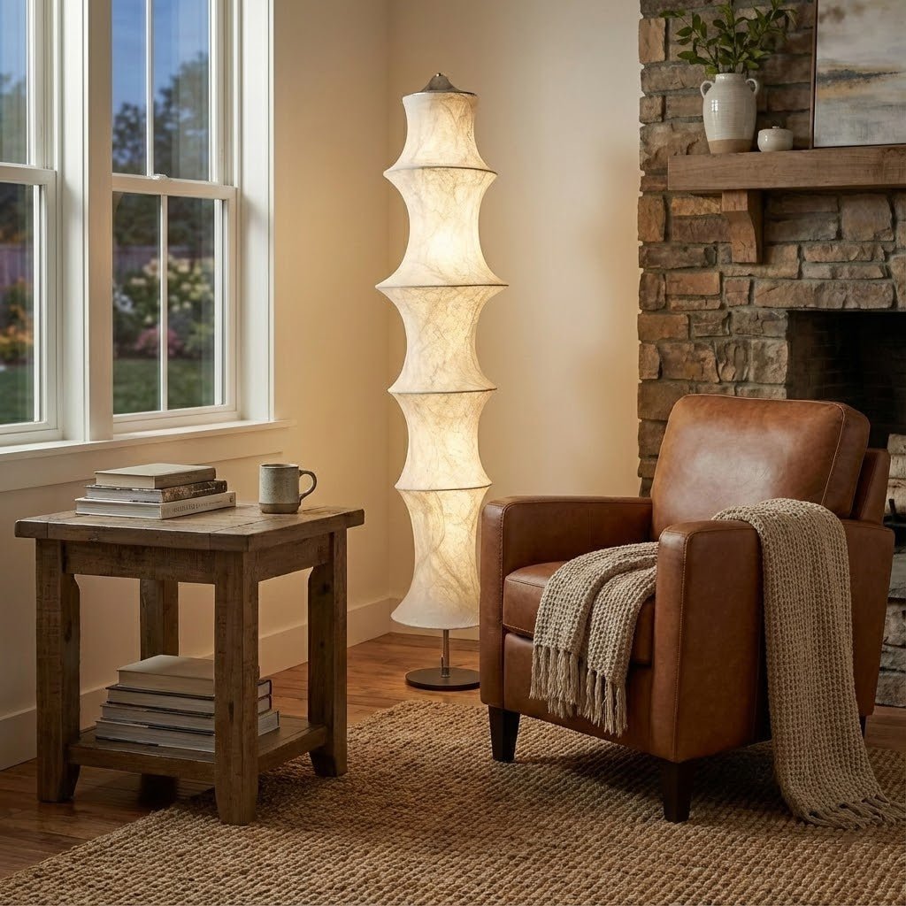 Silvara Cocoon Floor Lamp – Sculptural Silk Ambient Light for Modern Interiors