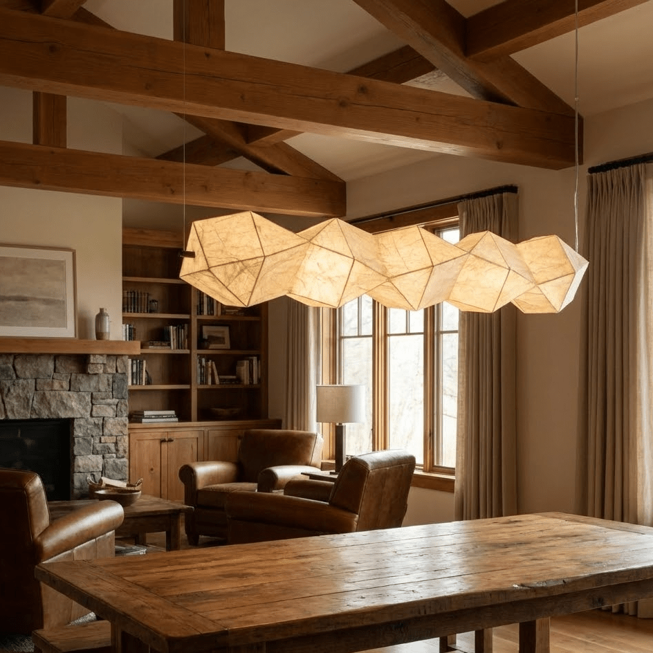 Silvara Fold Linear Pendant Light — Mulberry Silk Sculptural Chandelier