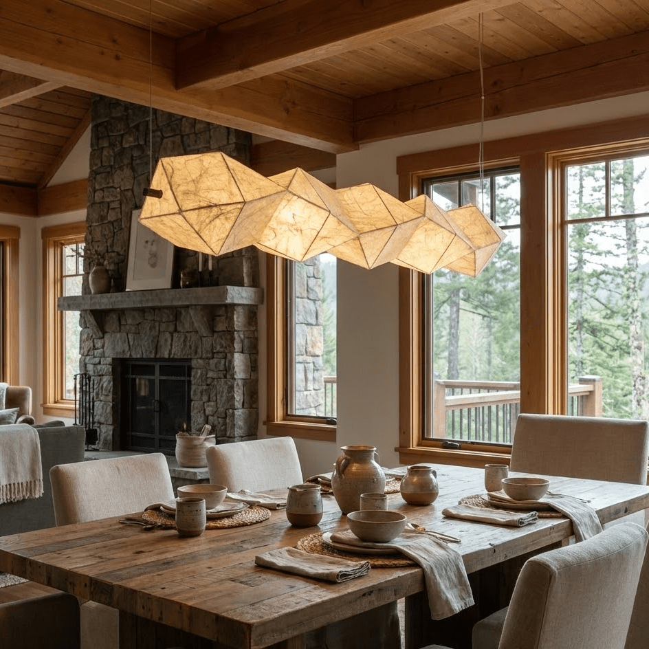 Silvara Fold Linear Pendant Light — Mulberry Silk Sculptural Chandelier