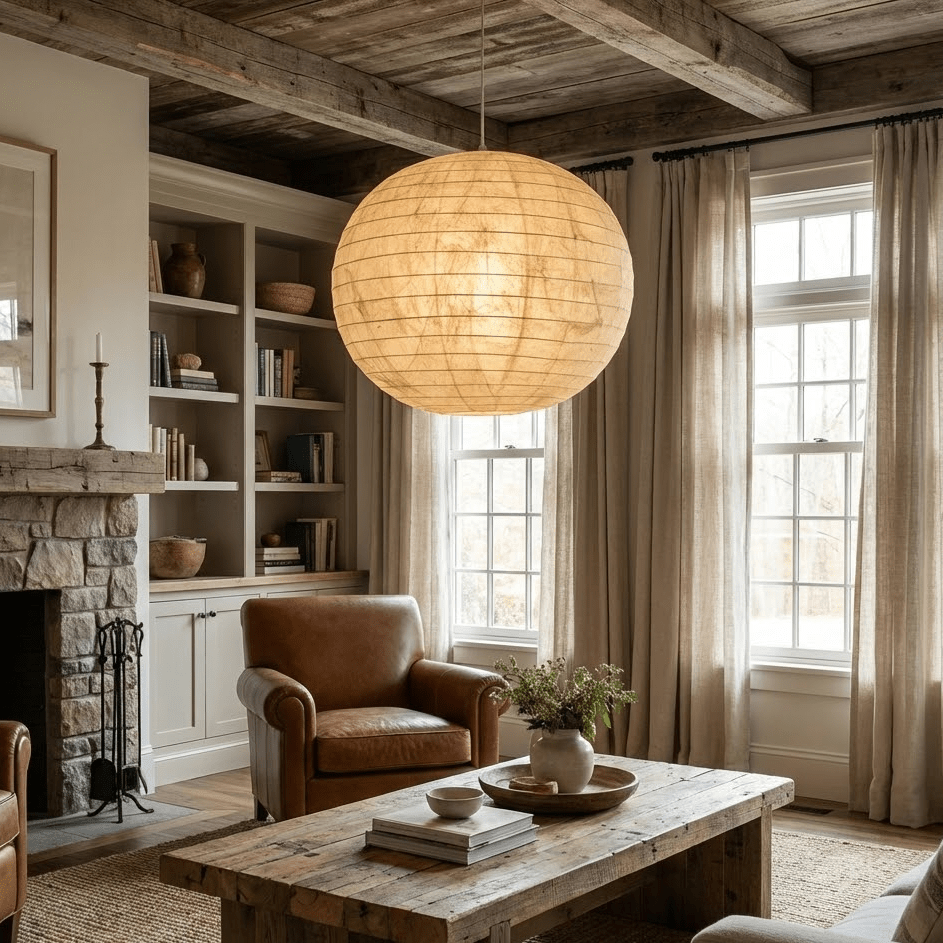Silvara Lunar Globe Pendant Light – Handcrafted Mulberry Silk Shade