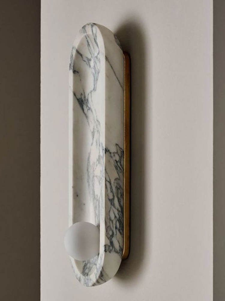 Silvaris Marble Wall Sconce with Opal Glass Globe