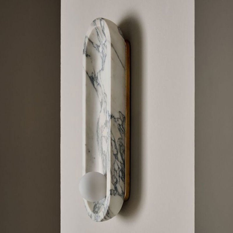 Silvaris Marble Wall Sconce with Opal Glass Globe