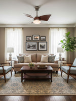 Silven Curve Ceiling Fan Light with LED – Modern Walnut Fan for Living Spaces
