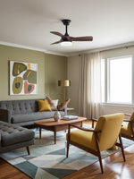 Silven Curve Ceiling Fan Light with LED – Modern Walnut Fan for Living Spaces
