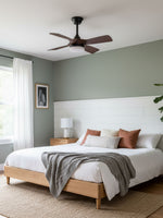 Silven Curve Ceiling Fan Light with LED – Modern Walnut Fan for Living Spaces