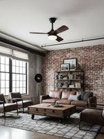 Silven Curve Ceiling Fan Light with LED – Modern Walnut Fan for Living Spaces