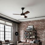 Silven Curve Ceiling Fan Light with LED – Modern Walnut Fan for Living Spaces