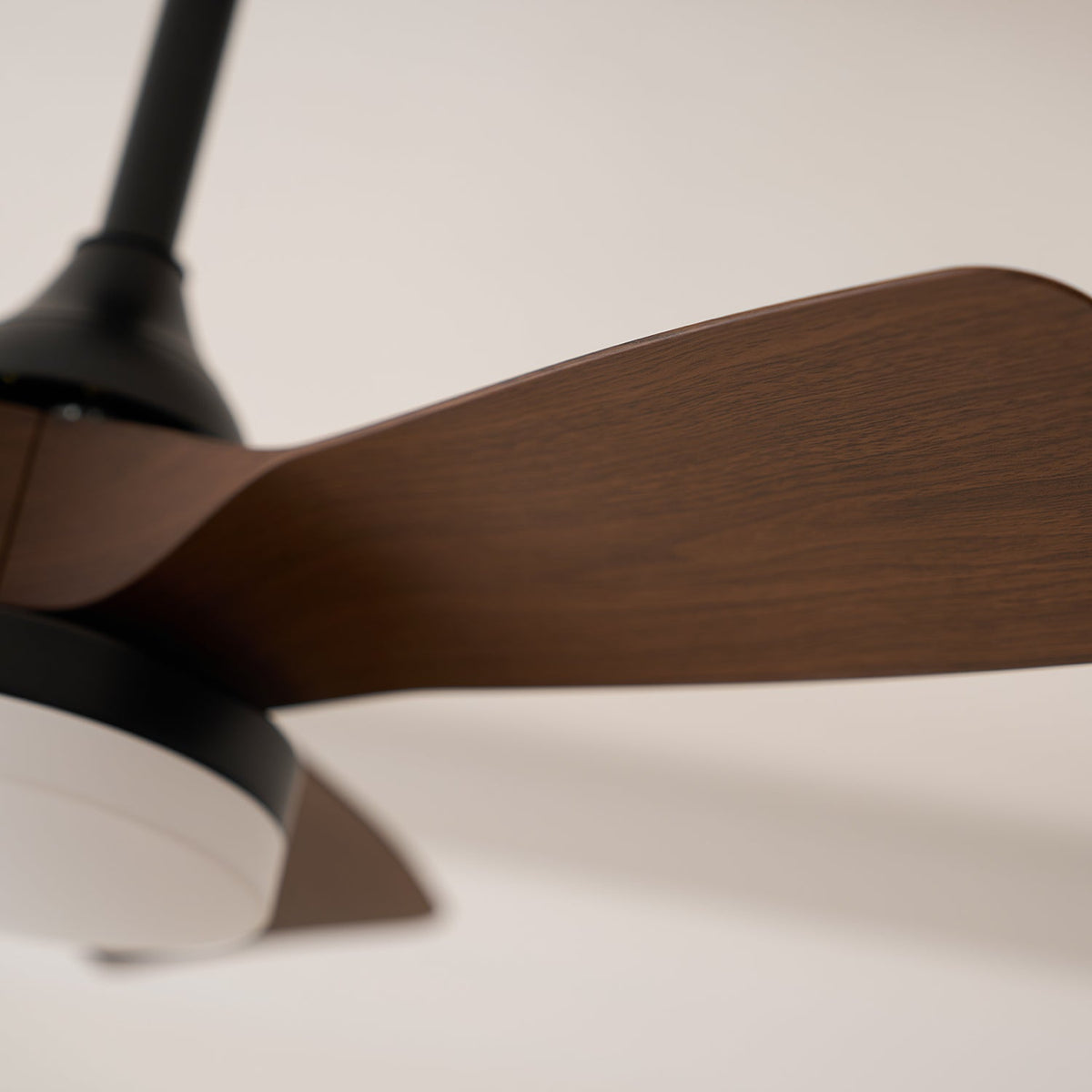 Silven Curve Ceiling Fan Light with LED – Modern Walnut Fan for Living Spaces