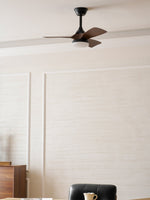 Silven Curve Ceiling Fan Light with LED – Modern Walnut Fan for Living Spaces