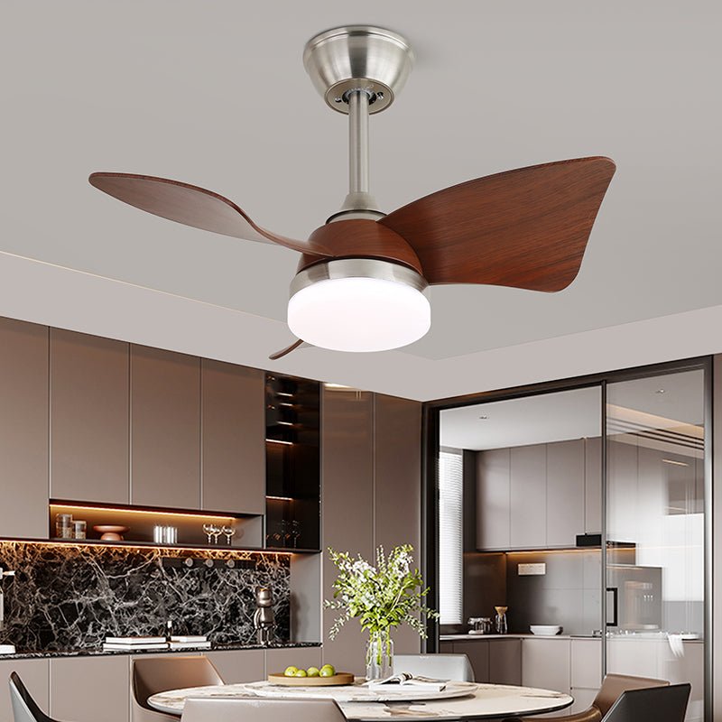Silven Curve Ceiling Fan Light with LED – Modern Walnut Fan for Living Spaces
