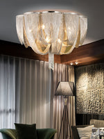 Cascading Chain Tassel Ceiling Light in Silver or Gold