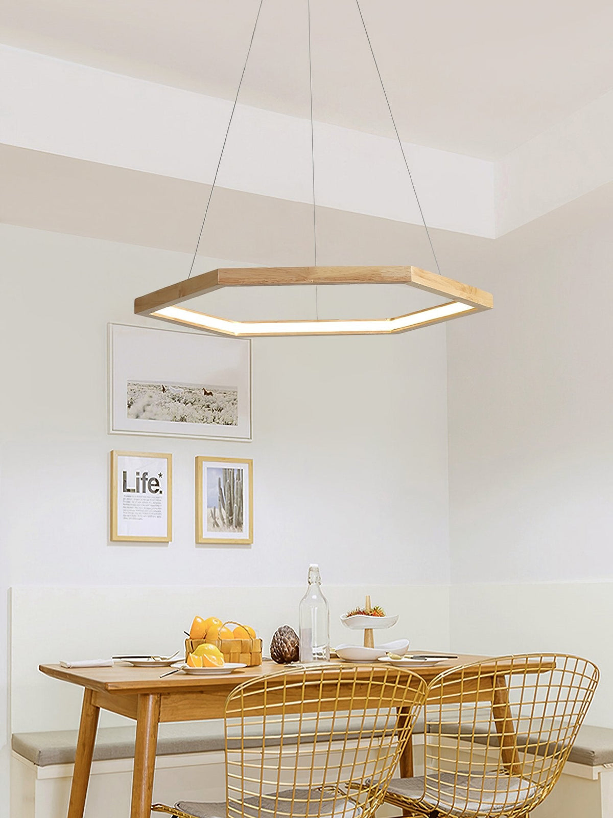Simple Geometric Wooden Pendant Light