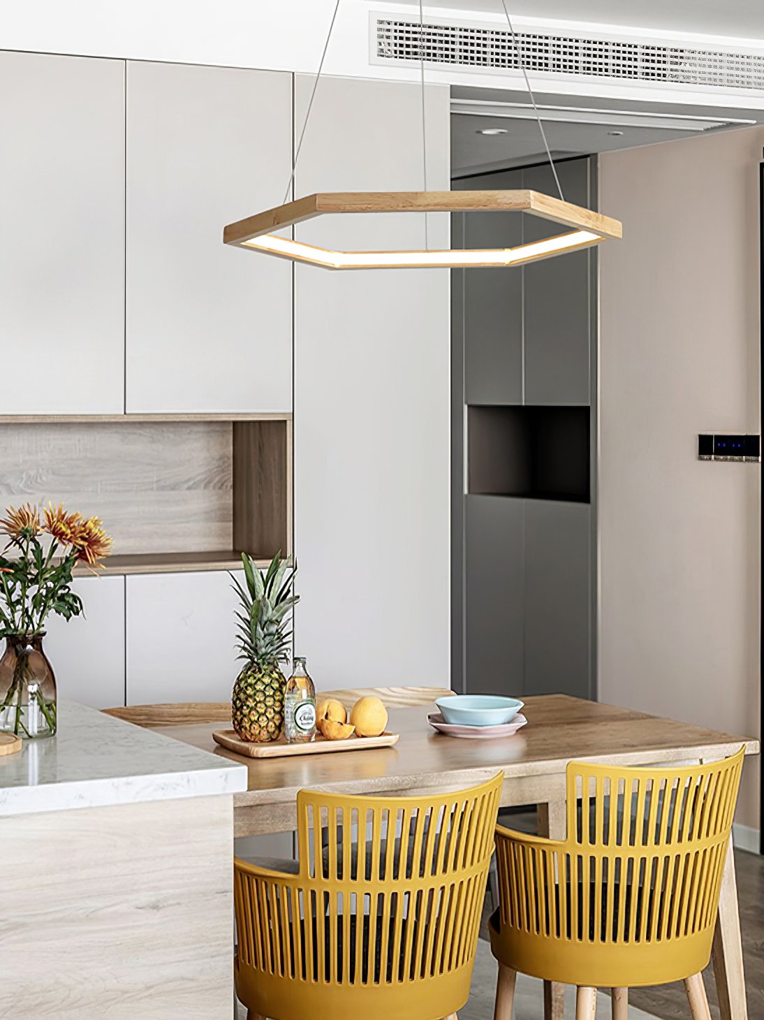 Simple Geometric Wooden Pendant Light