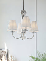 Simplicity Chrome Chandelier – Modern Candelabra Ceiling Light with Pleated Shades