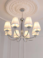 Simplicity Chrome Chandelier – Modern Candelabra Ceiling Light with Pleated Shades