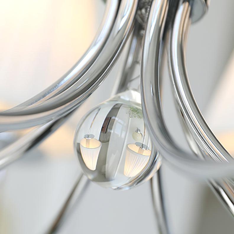 Simplicity Chrome Chandelier – Modern Candelabra Ceiling Light with Pleated Shades
