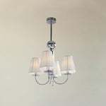 Simplicity Chrome Chandelier – Modern Candelabra Ceiling Light with Pleated Shades