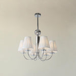 Simplicity Chrome Chandelier – Modern Candelabra Ceiling Light with Pleated Shades