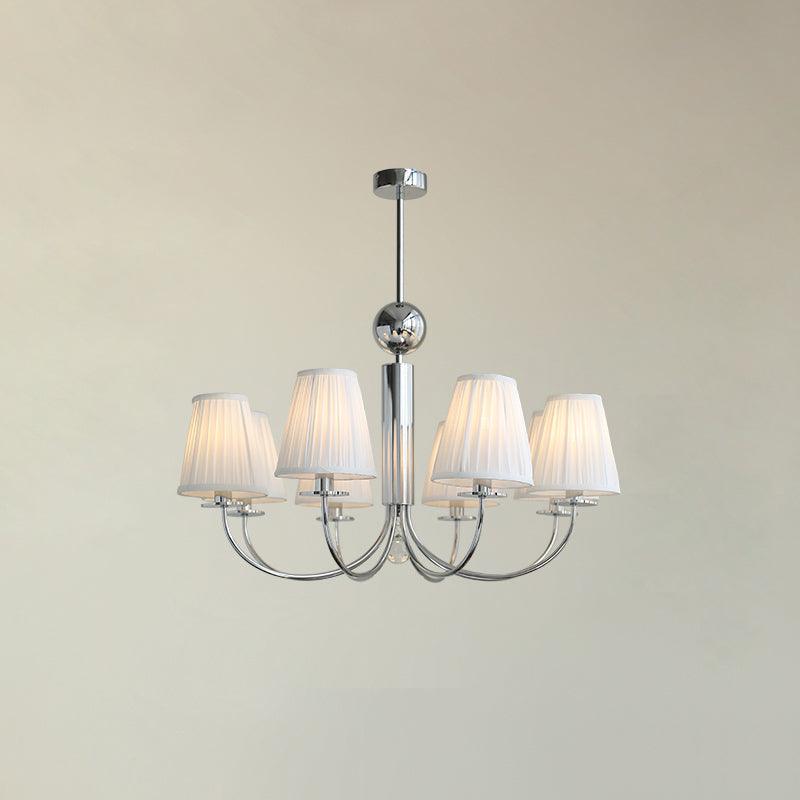 Simplicity Chrome Chandelier – Modern Candelabra Ceiling Light with Pleated Shades