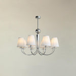 Simplicity Chrome Chandelier – Modern Candelabra Ceiling Light with Pleated Shades
