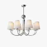 Simplicity Chrome Chandelier – Modern Candelabra Ceiling Light with Pleated Shades
