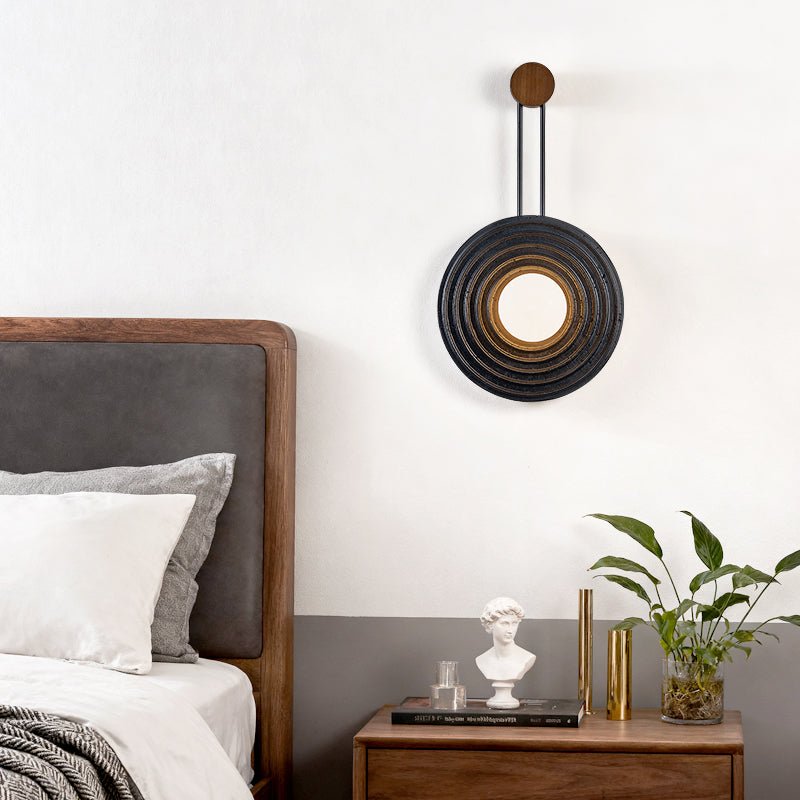 Singularitas Black Travertine Wall Sconce with Walnut Accent