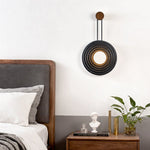 Singularitas Black Travertine Wall Sconce with Walnut Accent