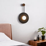 Singularitas Black Travertine Wall Sconce with Walnut Accent
