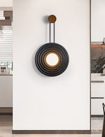 Singularitas Black Travertine Wall Sconce with Walnut Accent