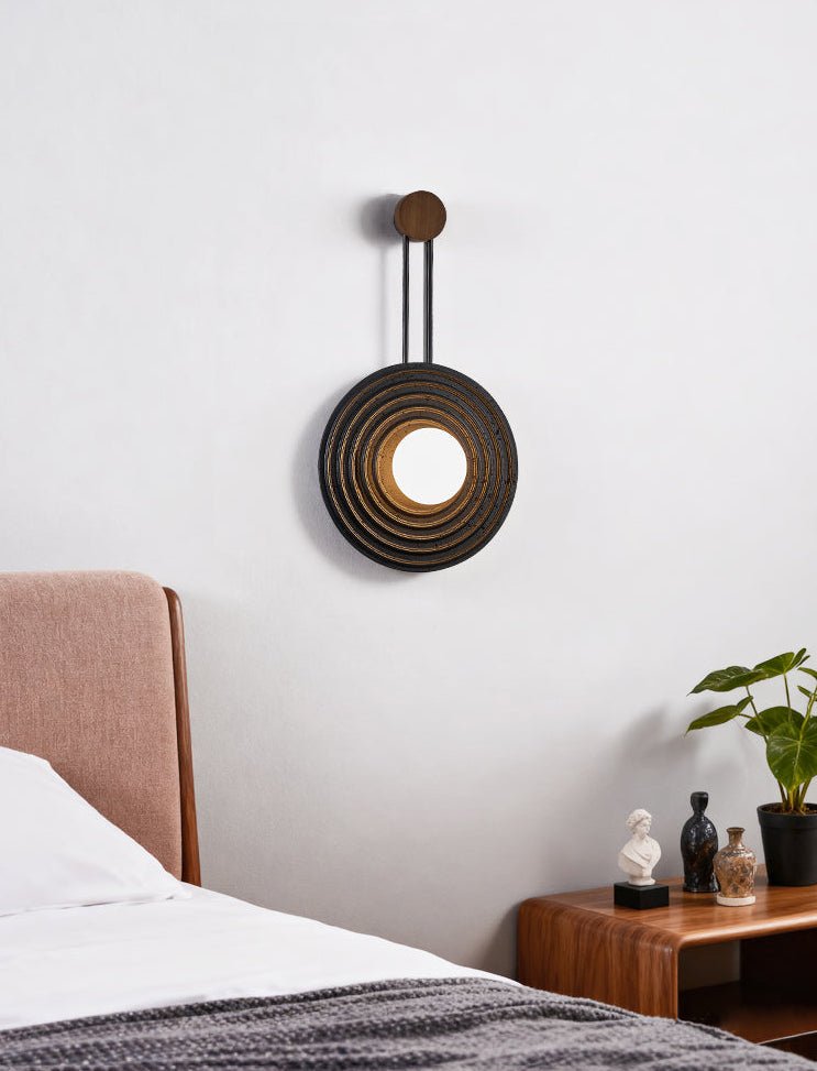 Singularitas Black Travertine Wall Sconce with Walnut Accent