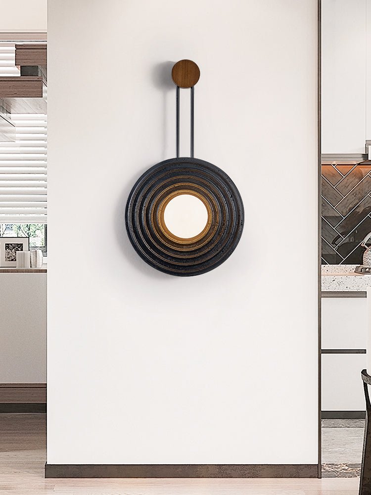 Singularitas Black Travertine Wall Sconce with Walnut Accent