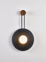 Singularitas Black Travertine Wall Sconce with Walnut Accent