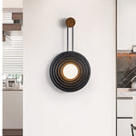 Singularitas Black Travertine Wall Sconce with Walnut Accent