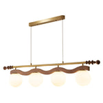 Sinuara Ribbon Globe Linear Chandelier – Modern Wood & Glass Pendant Light