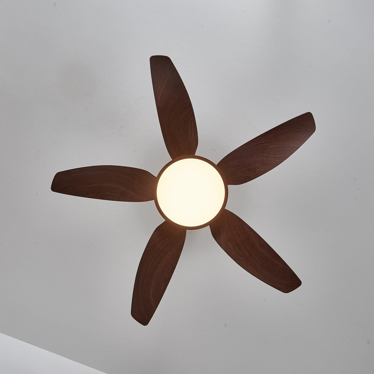 Sirocco Breeze Ceiling Fan with Integrated LED Light, Walnut and Brass, 42"
