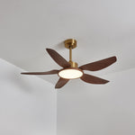 Sirocco Breeze Ceiling Fan with Integrated LED Light, Walnut and Brass, 42"