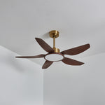 Sirocco Breeze Ceiling Fan with Integrated LED Light, Walnut and Brass, 42"