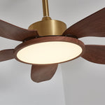 Sirocco Breeze Ceiling Fan with Integrated LED Light, Walnut and Brass, 42"