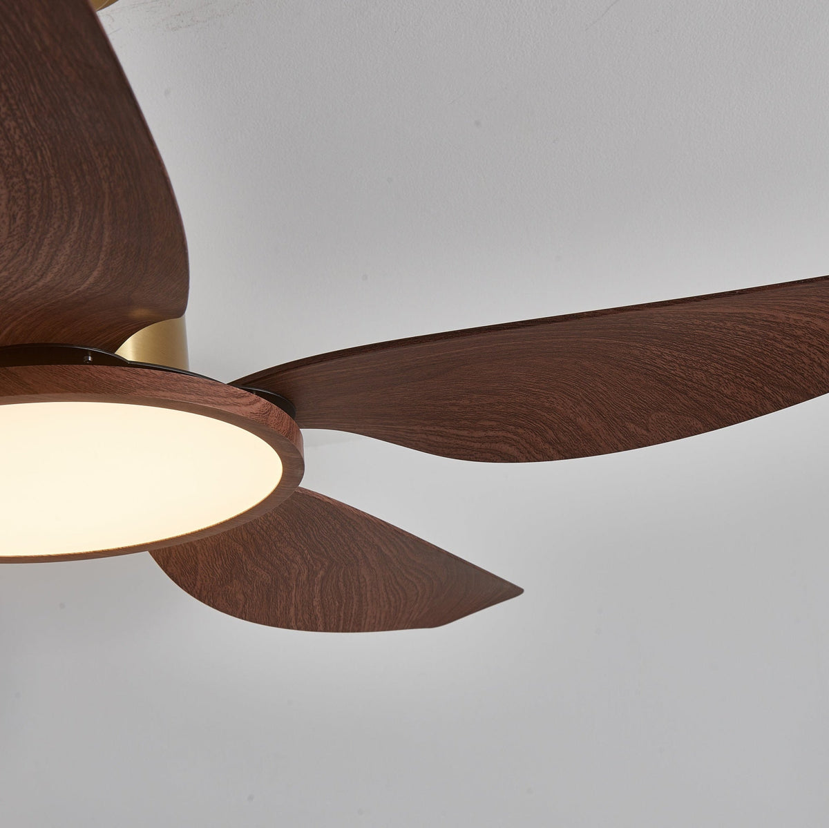 Sirocco Breeze Ceiling Fan with Integrated LED Light, Walnut and Brass, 42"