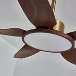 Sirocco Breeze Ceiling Fan with Integrated LED Light, Walnut and Brass, 42"