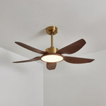 Sirocco Breeze Ceiling Fan with Integrated LED Light, Walnut and Brass, 42"