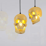 Skull Pendant Light – Beige Resin & Metal Designer Hanging Lamp